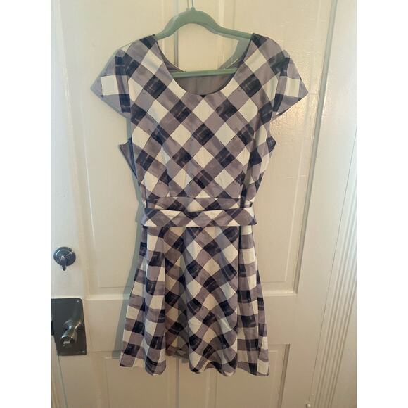 Women Isaac Mizrahi Live Dress and Topper Jacket Size 12 Gray and White Pockets - Picture 2 of 13